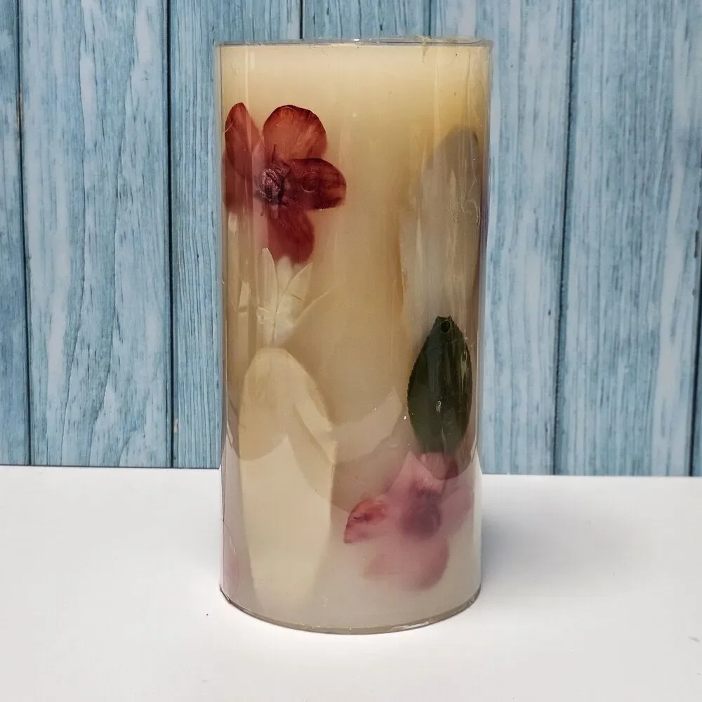 Pottery Barn 8 Inch 80 Hour Pink Peony Candle New With Flowers Bougie Perfume